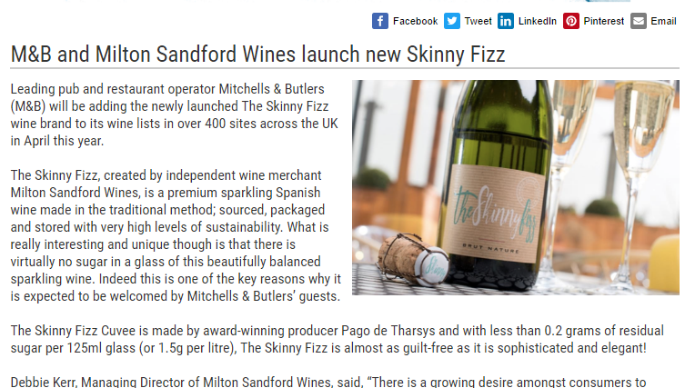 The Skinny Fizz in Food Service News